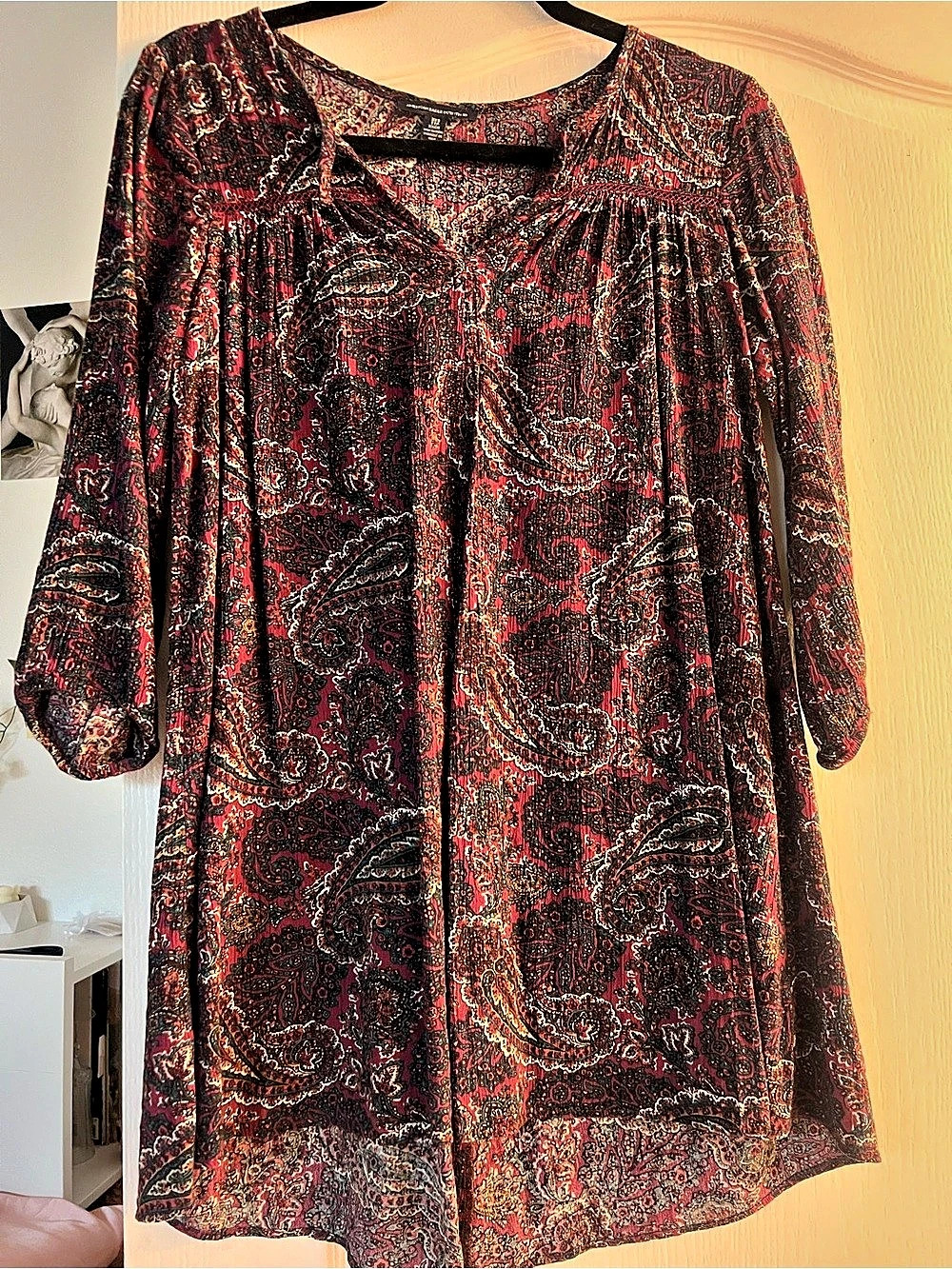 American Backpackers Paisley Mini Dress in Black & Red Size XSmall